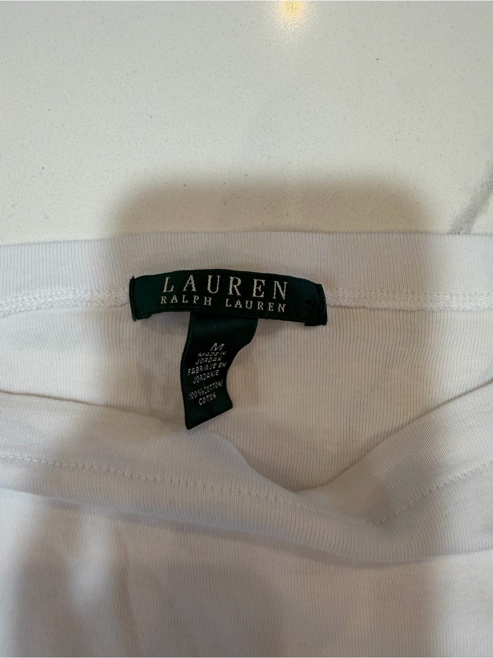 Ralph Lauren White Boatneck Short Sleeve Top with Gold Shoulder Zipper - Picture 2 of 4